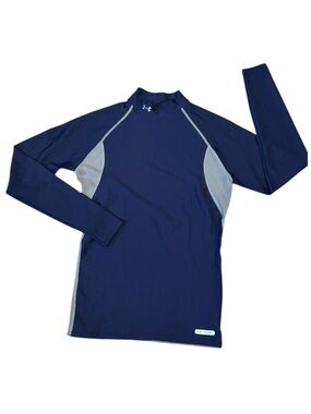 Under Armour Metal Blue‎ Gray Mock Neck Cold Gear Long Sleeve Shirt Size L